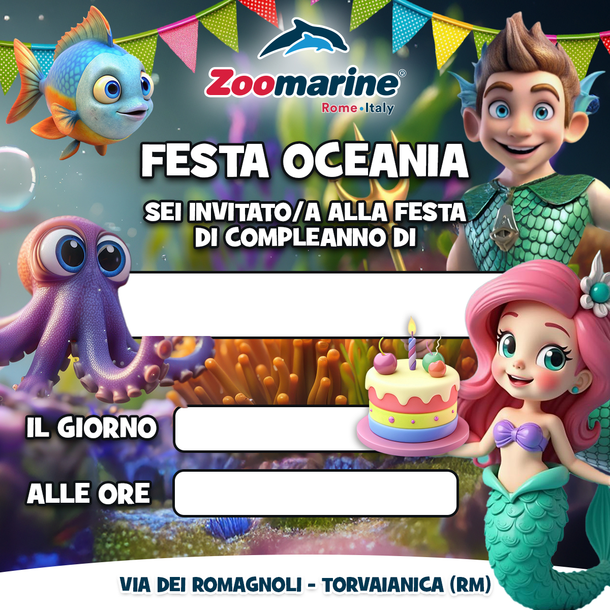 invito alla Festa di compleanno a tema Oceania